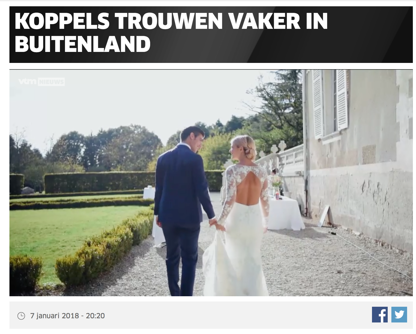 Destination wedding photographer elopement photography France Louire Valley Belgium Television VTM NIEUWS