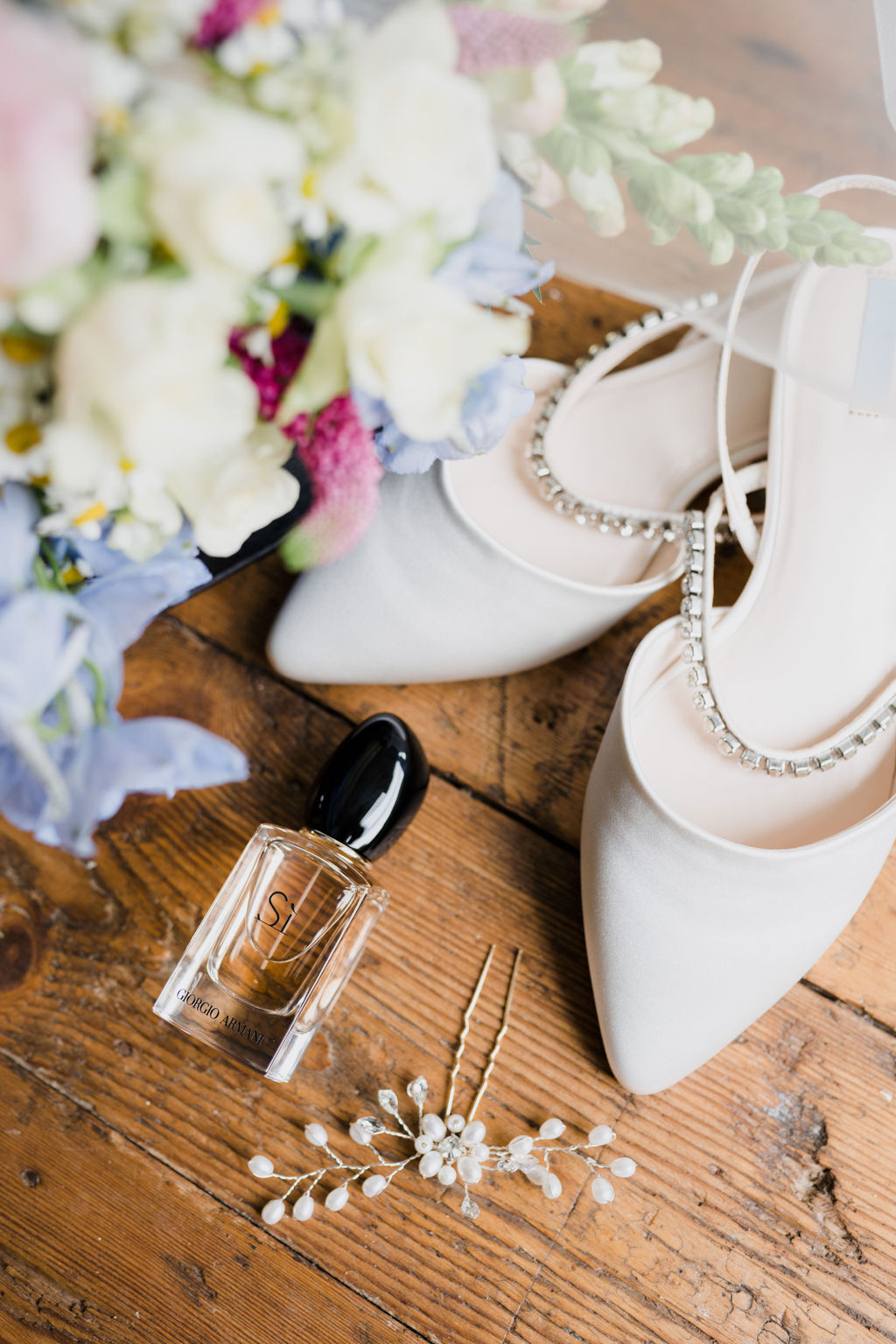 Upton Barn and Walled Gardens wedding flowers, shoes and perfume.