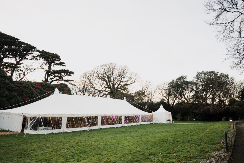 Roswarne Marquee in the morning captured by cornwall wedding photographer Liberty Pearl